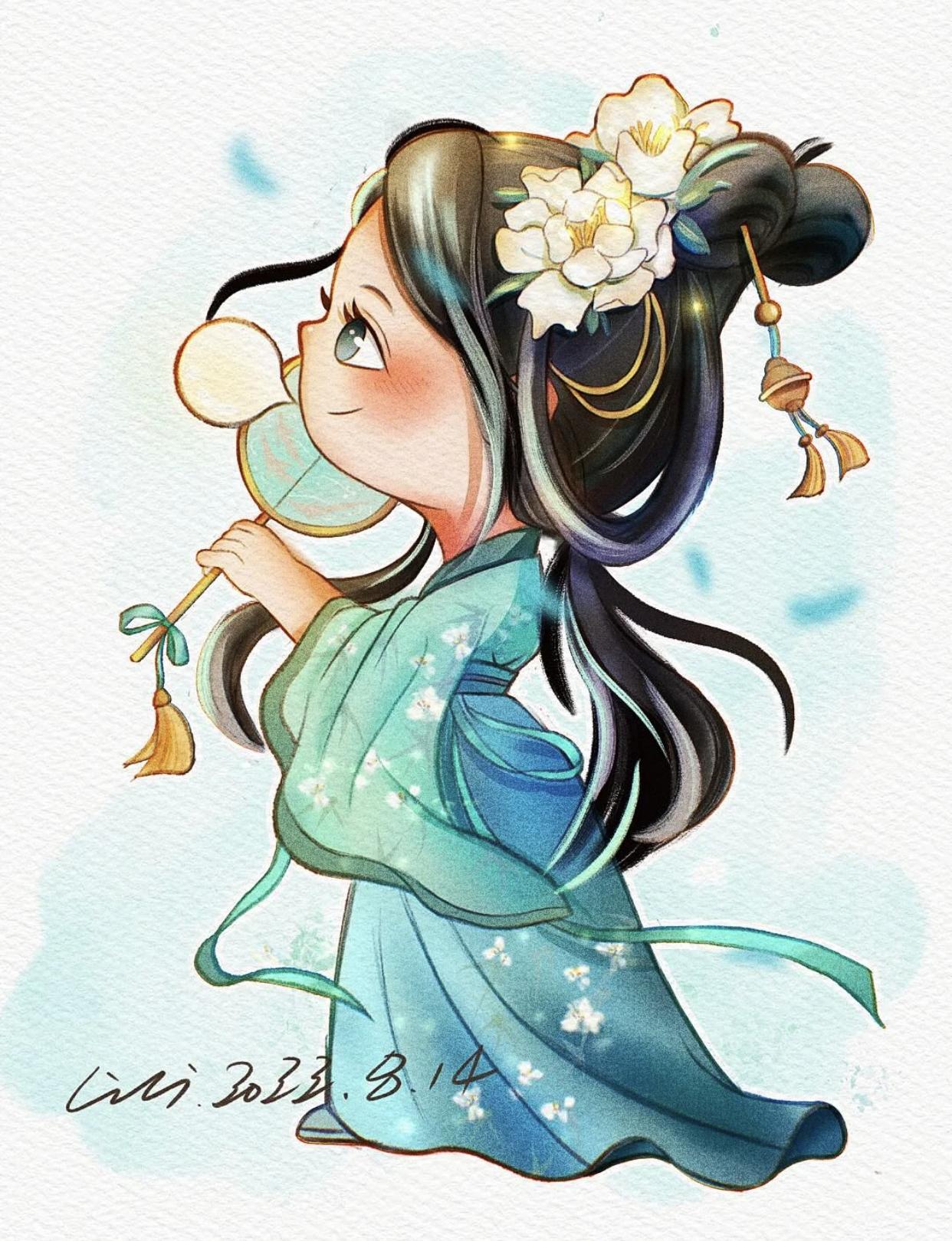 小清新豆豆眼小女孩插画,又凶又可爱的小女孩插画