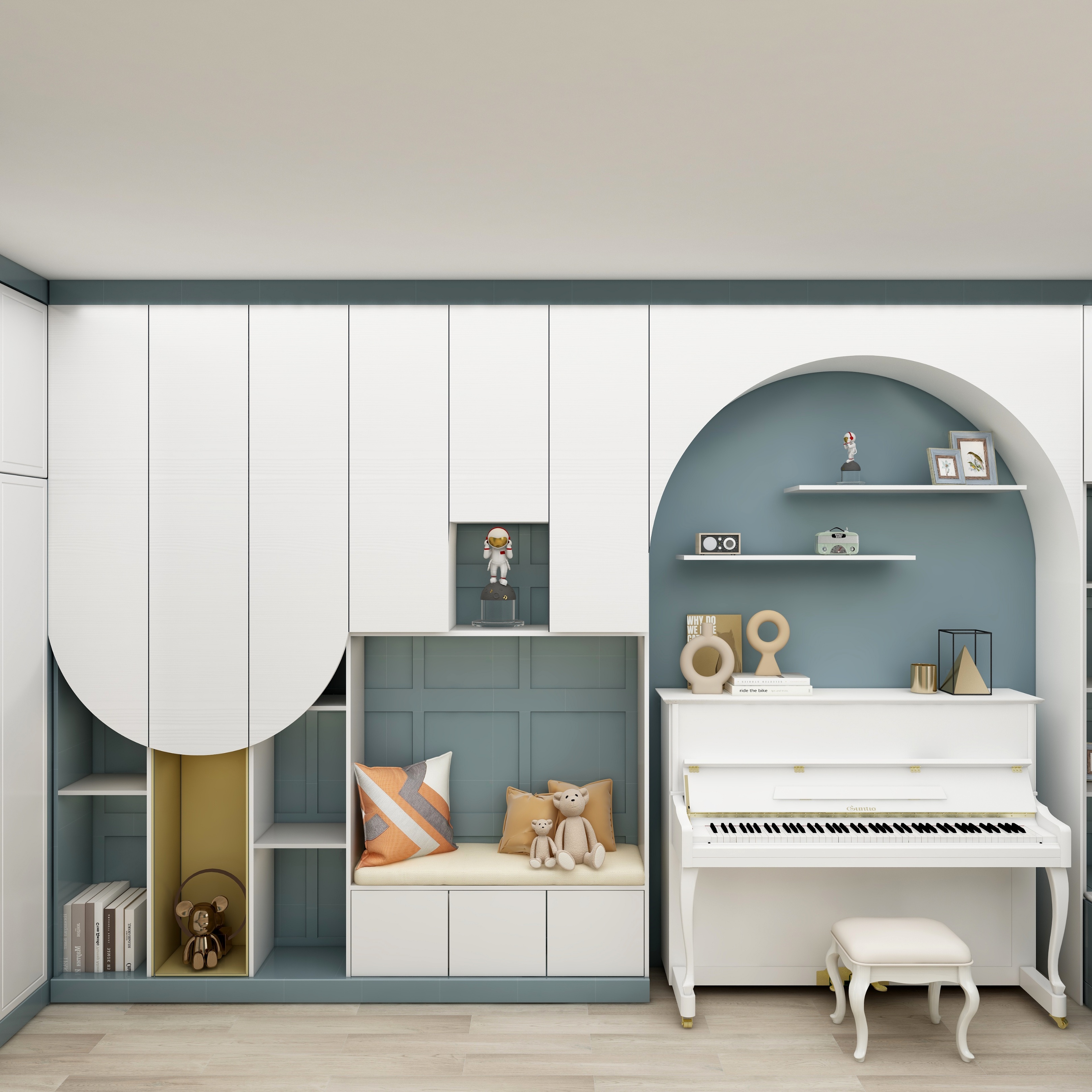 儿童房书柜装修效果图简欧风格,崇川区简欧风格儿童房效果图