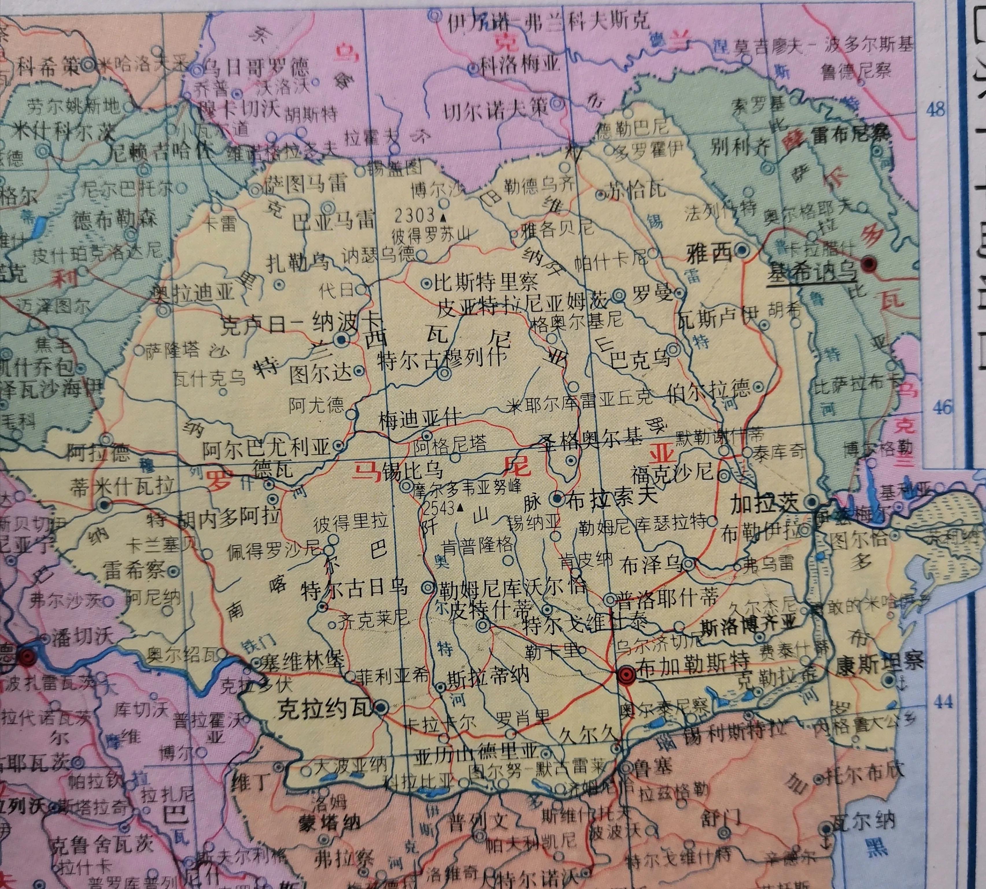 欧洲地图演变史,罗马尼亚地图世界地图