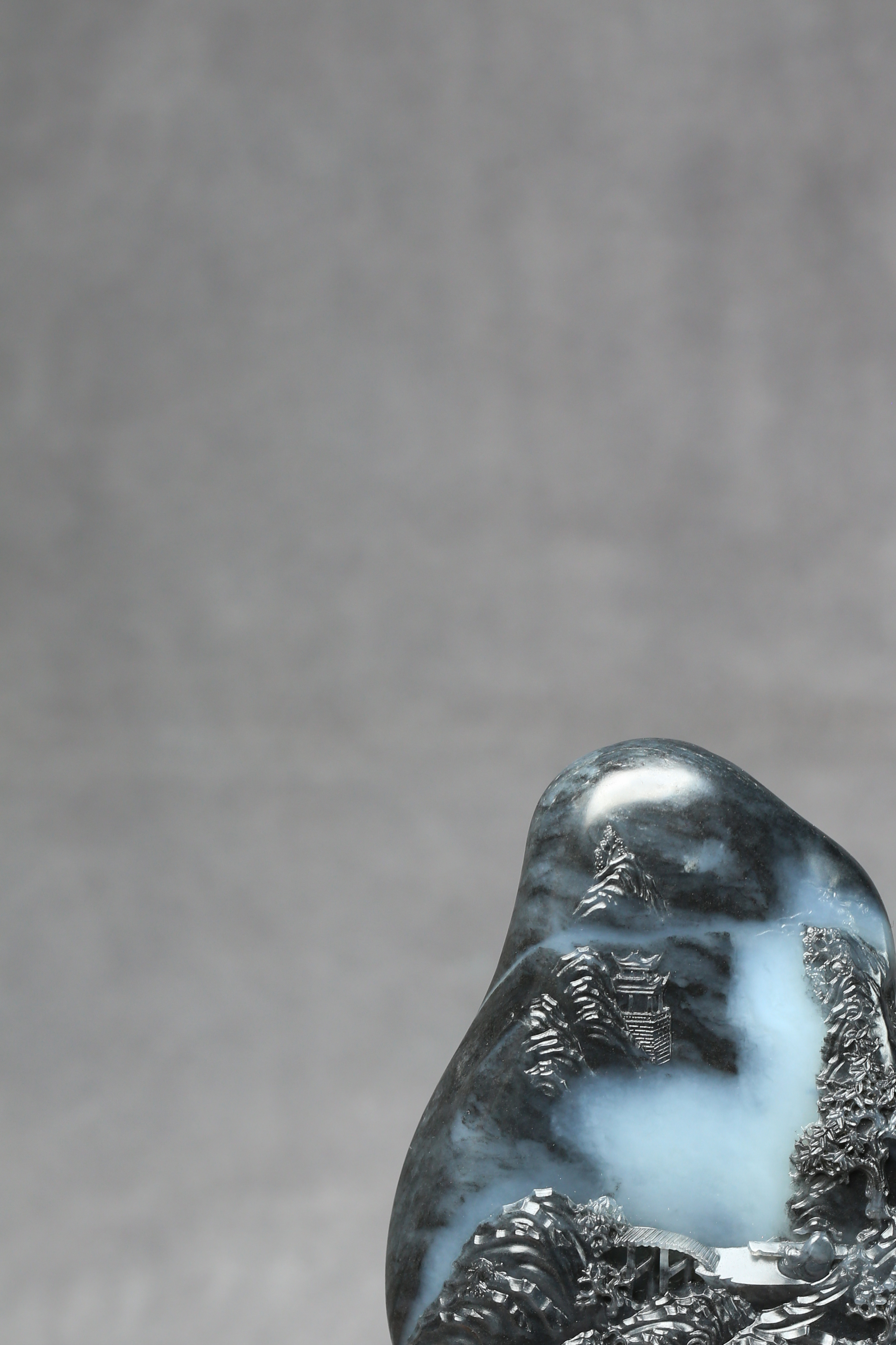 水墨意境和田玉青花籽料原石欣赏,和田玉青花山水的意境