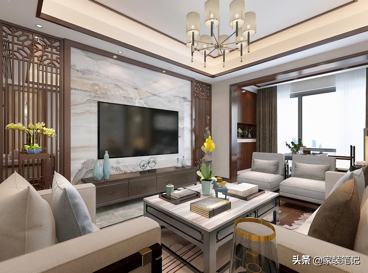 十大经典客厅设计,中式客厅吊顶效果图大全2021款