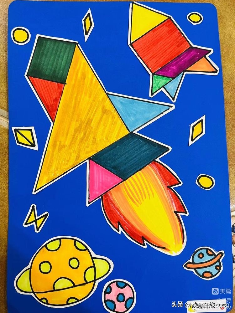 七巧板拼图美丽校园,七巧板拼贴画一年级