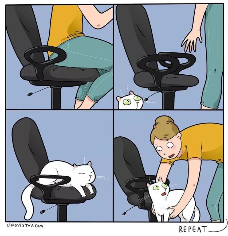 喵星人的那些事儿铲屎官漫画,猫咪铲屎官日常漫图