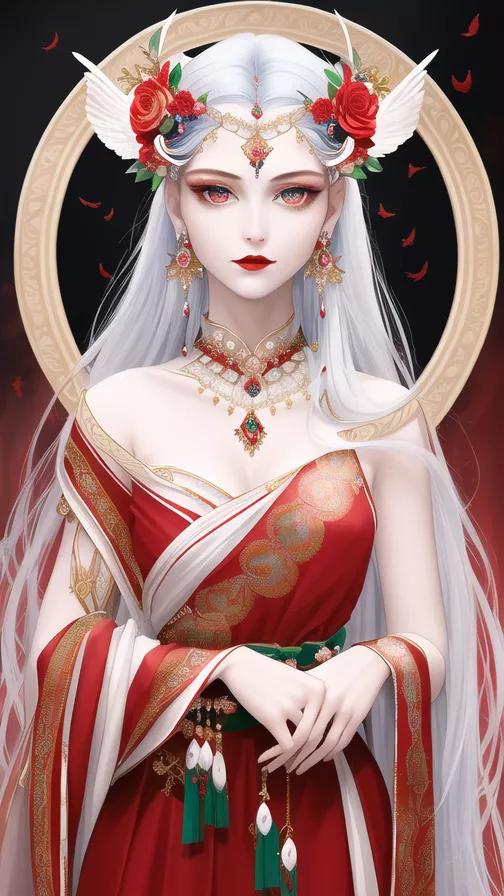 ai绘画白色长头发二次元美女,ai绘画美女二次元动漫图片