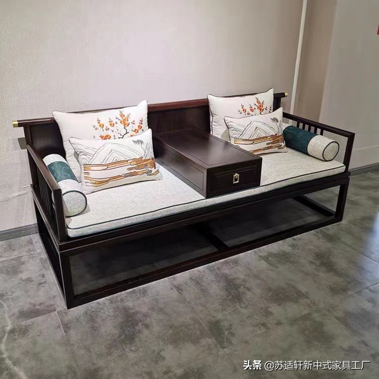 新中式罗汉床禅意客厅,小户型家用罗汉床明清仿古