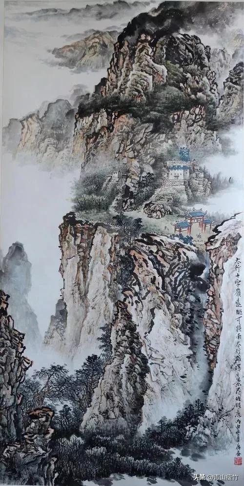 竖幅山水画图片大全精品,陈学良山水画精品欣赏40幅