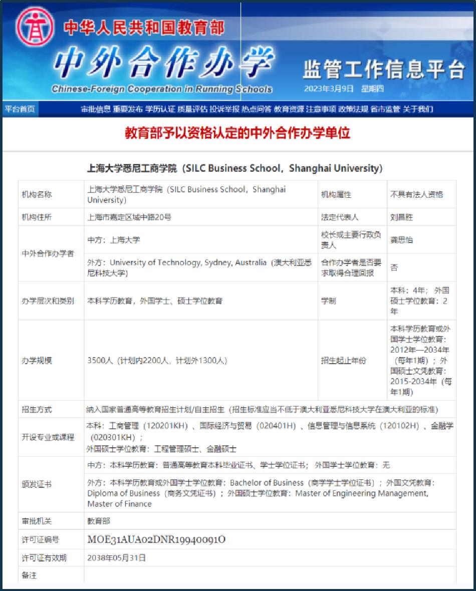 2023年上海大学中外合作办学,上海悉尼大学中外合作办学项目