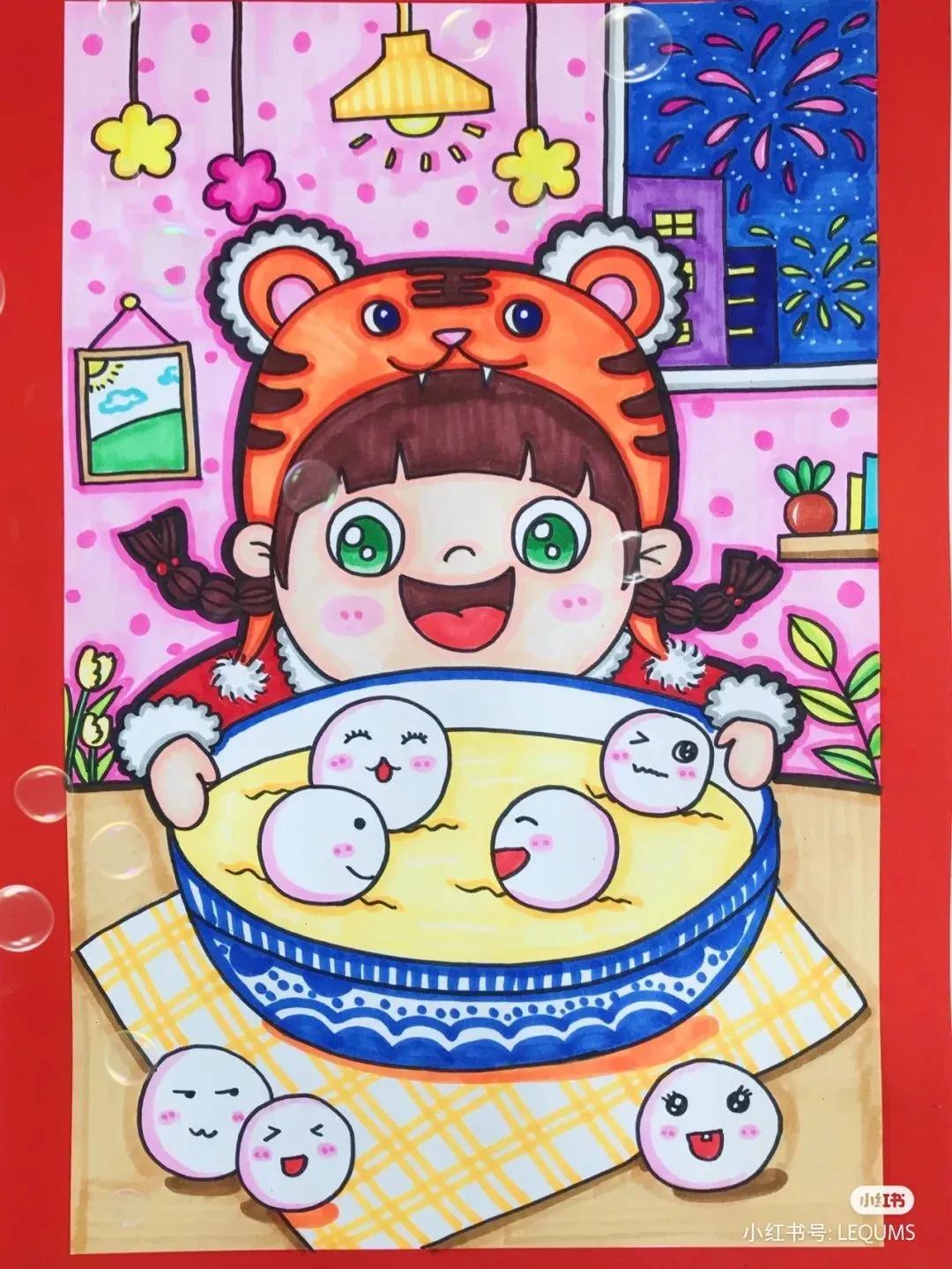 冬天吃的10种美食绘画,餐饮海报创意儿童绘画启蒙