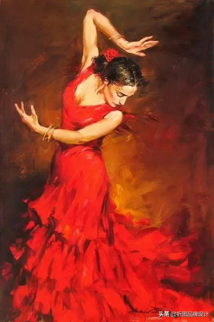 奔放狂野的舞者被安德鲁用画笔表现出来，腰窝突显的美背人体油画