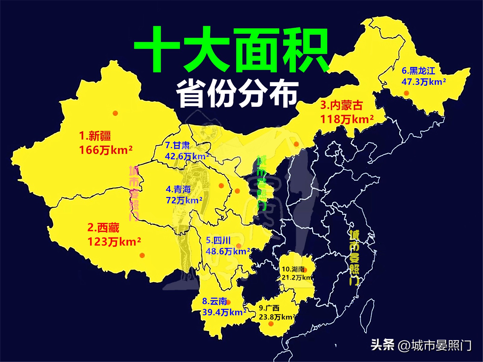 各省面积最大的市面积排名,全国各省自治区面积和人口是多少