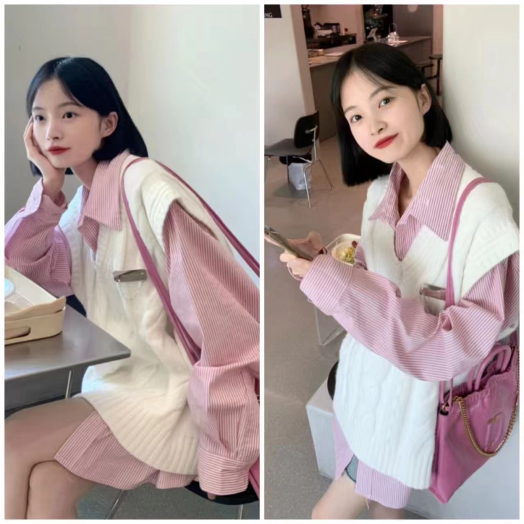 外穿洋气马甲搭格子衬衣,衬衫马甲叠穿什么外套