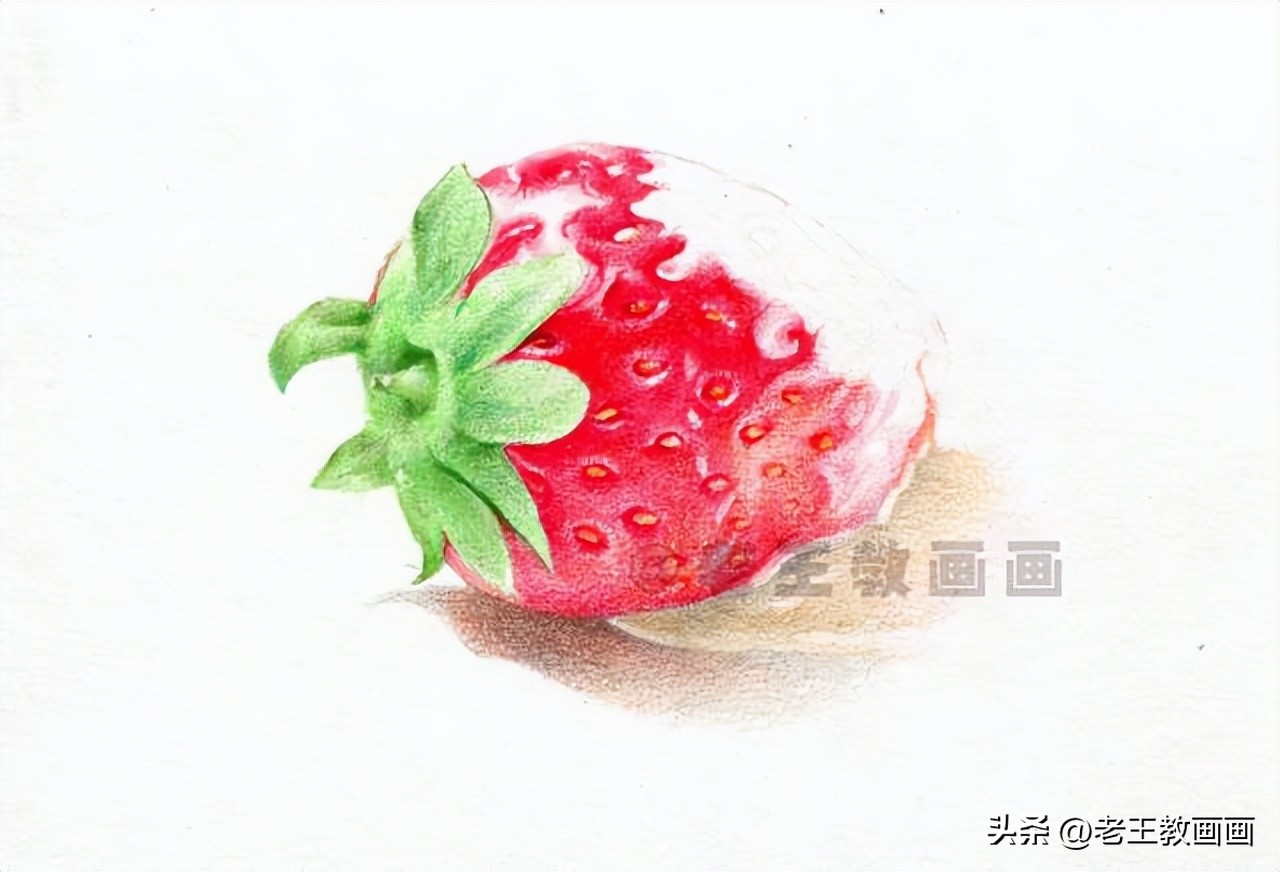 彩铅草莓素描画视频教程,水溶性彩铅画法步骤草莓