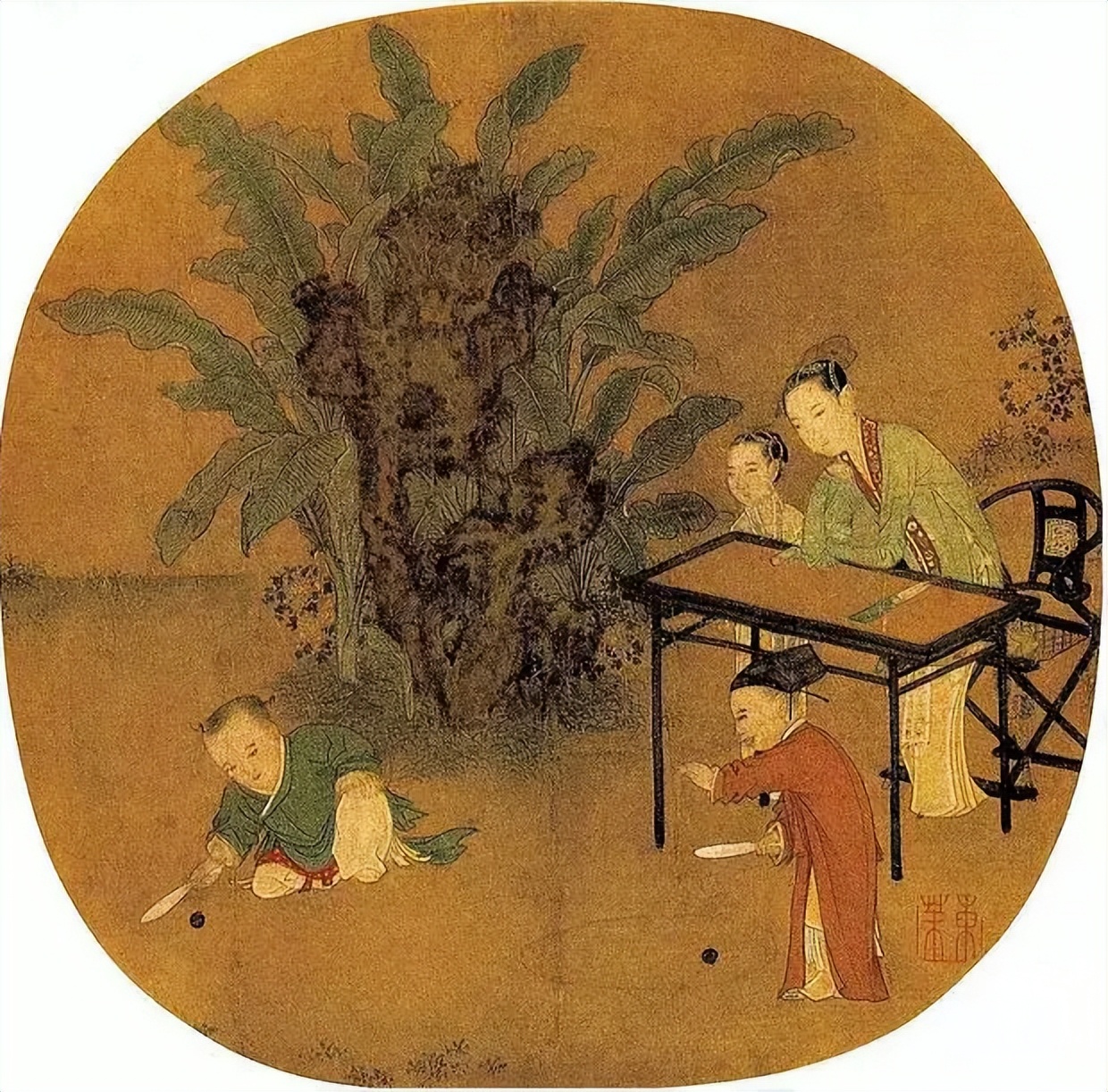 古代躺椅古画,古画之圆鼓凳