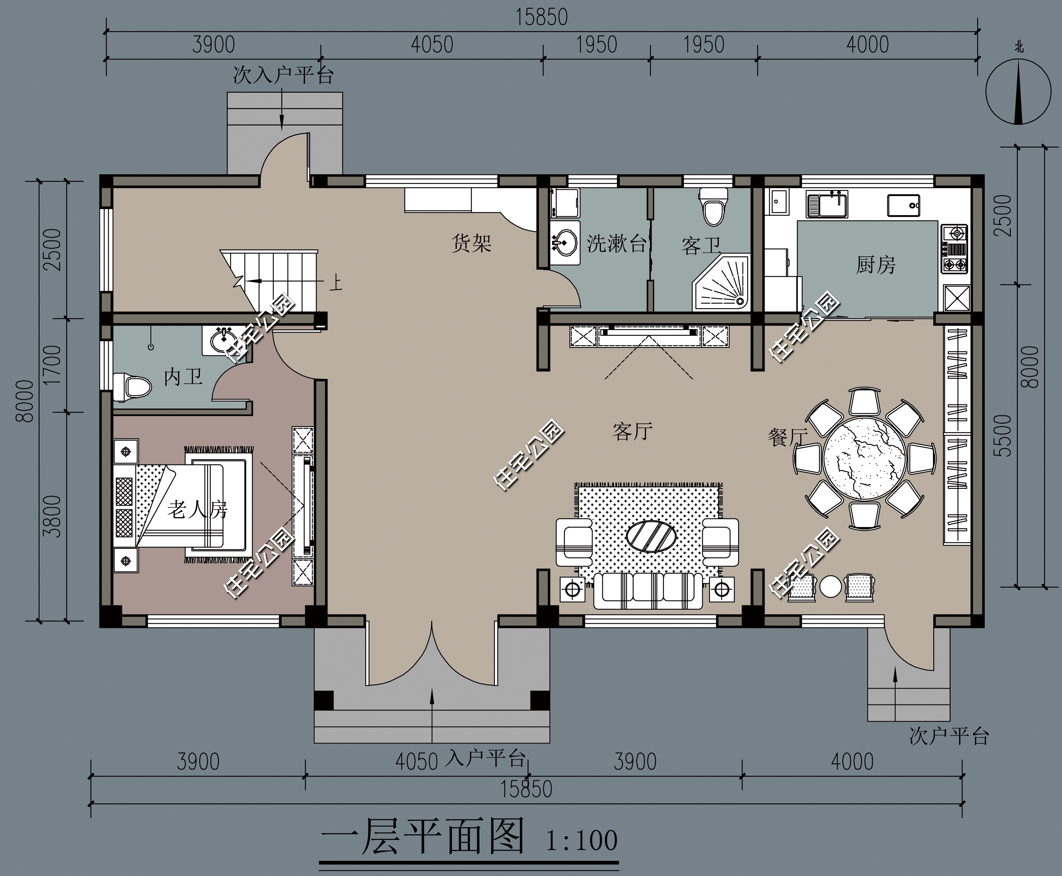 农村自建房二层对称小别墅外观图,开间12.8进深9.9二层别墅怎么设计