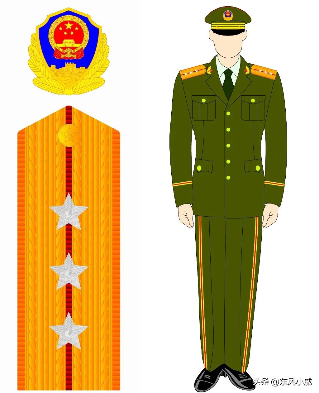 99式*警武**部队警衔，颜值最在线的一套军衔和军服