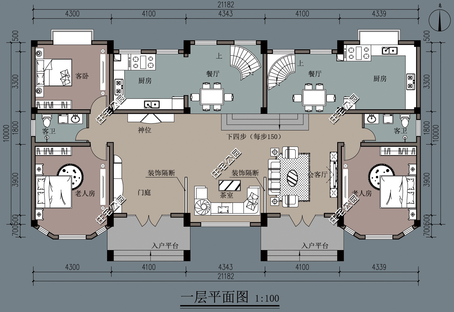 农村简单大气的二层别墅户型,11.5米x11米二层半现代别墅平面图