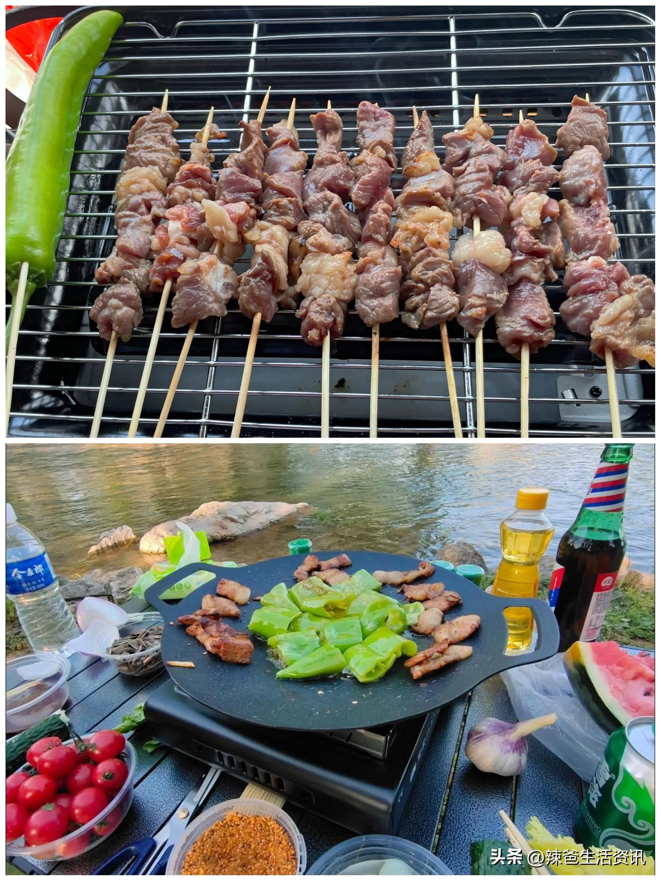 假期烧烤,野餐炉子烧炭