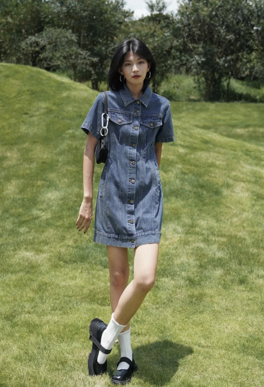 今年最火牛仔连衣裙显瘦薄款,减龄又显瘦的直版牛仔连衣裙来啦
