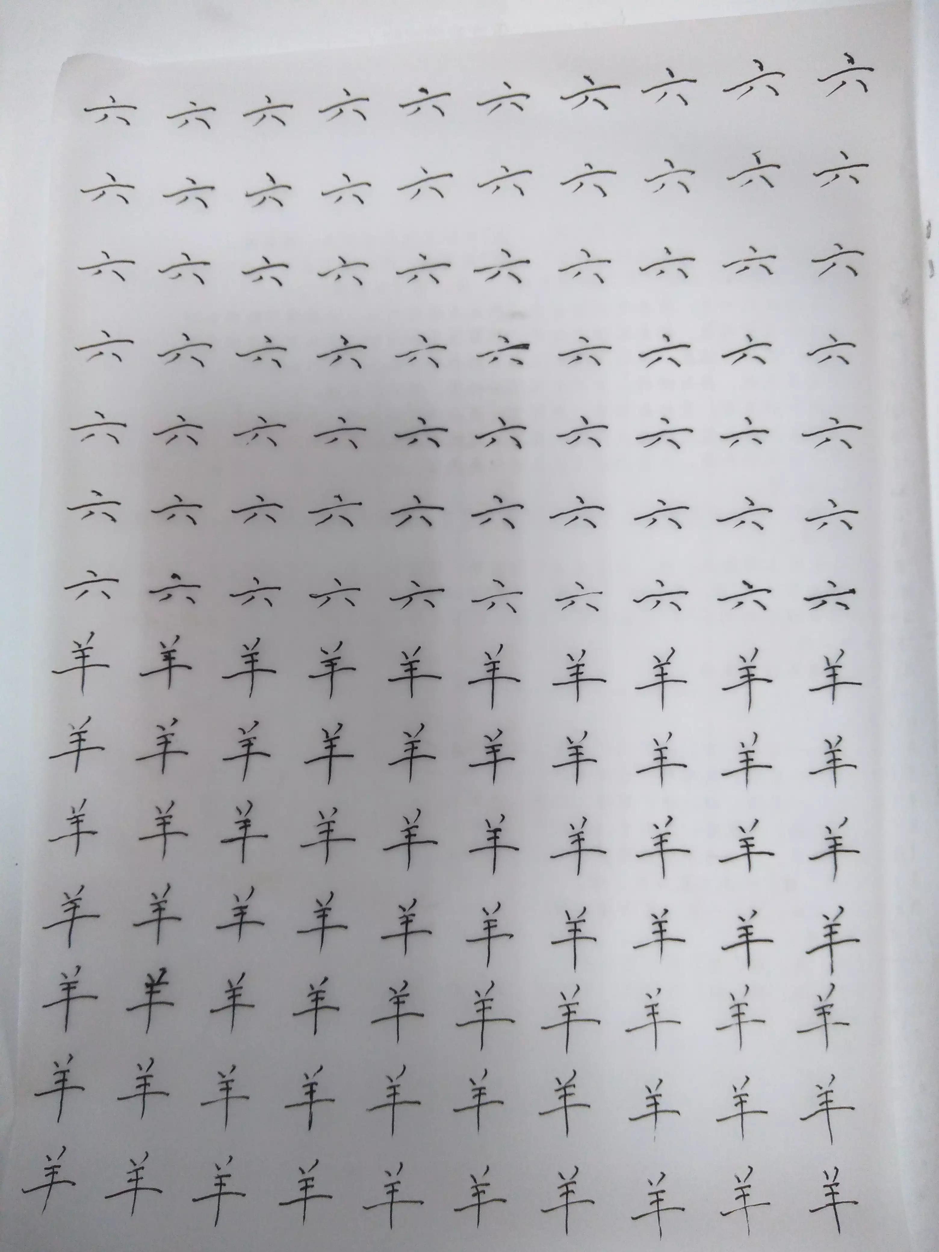 摹字练习第十五天：六羊