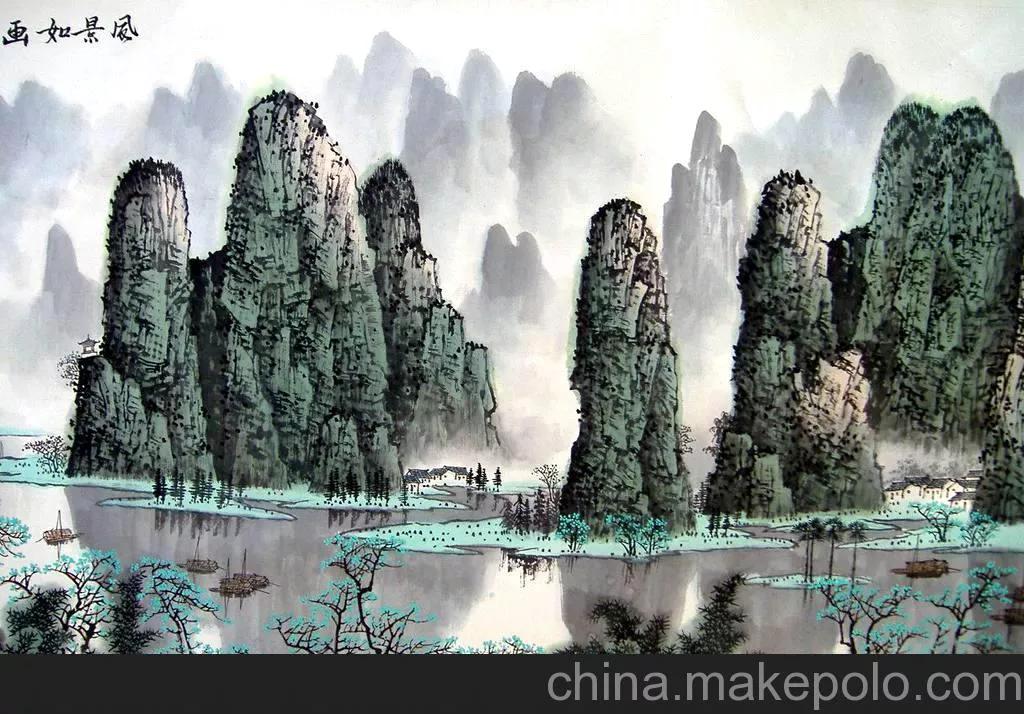 现代山水画名家竖幅作品欣赏,寓意好的庭院名家山水画欣赏