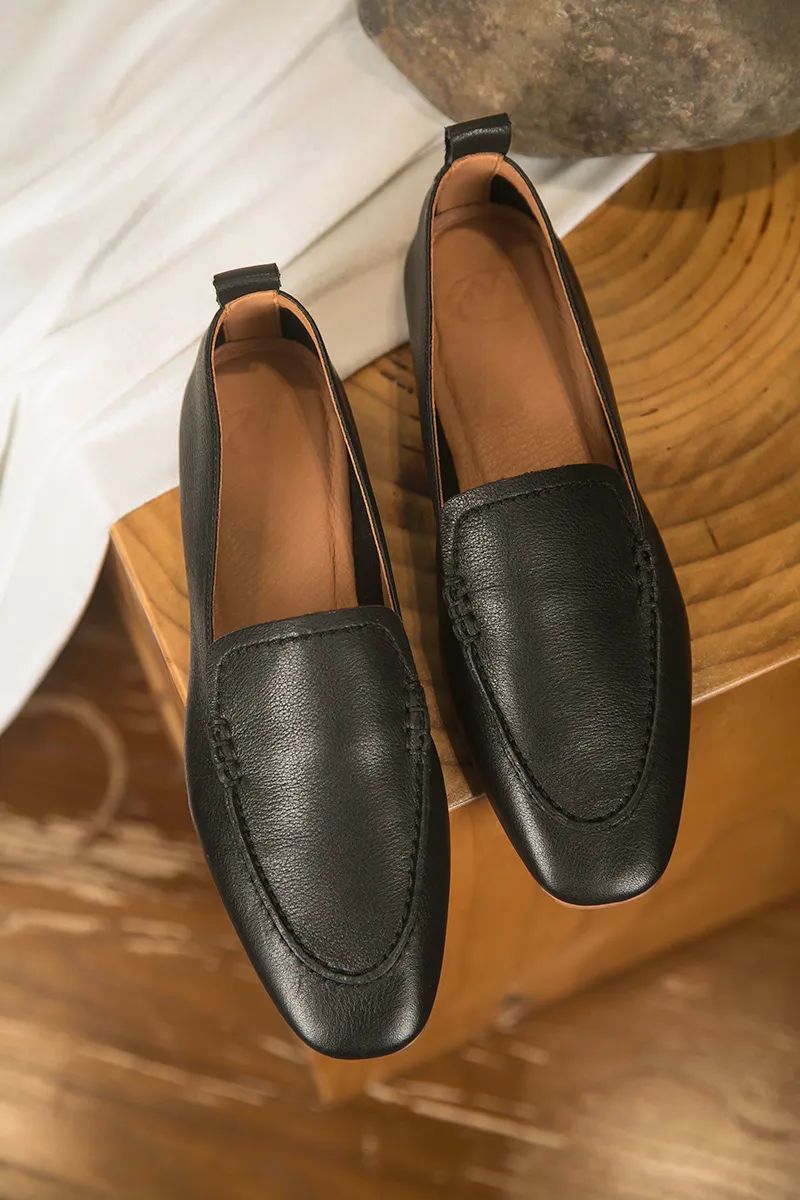 平底乐福鞋2024新款真皮透气,时尚洋气乐福鞋夏季透气