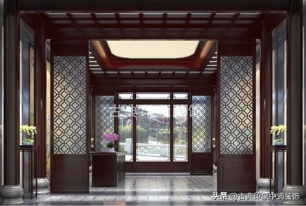 江南风格室内装修设计会所,中式园林会所效果图