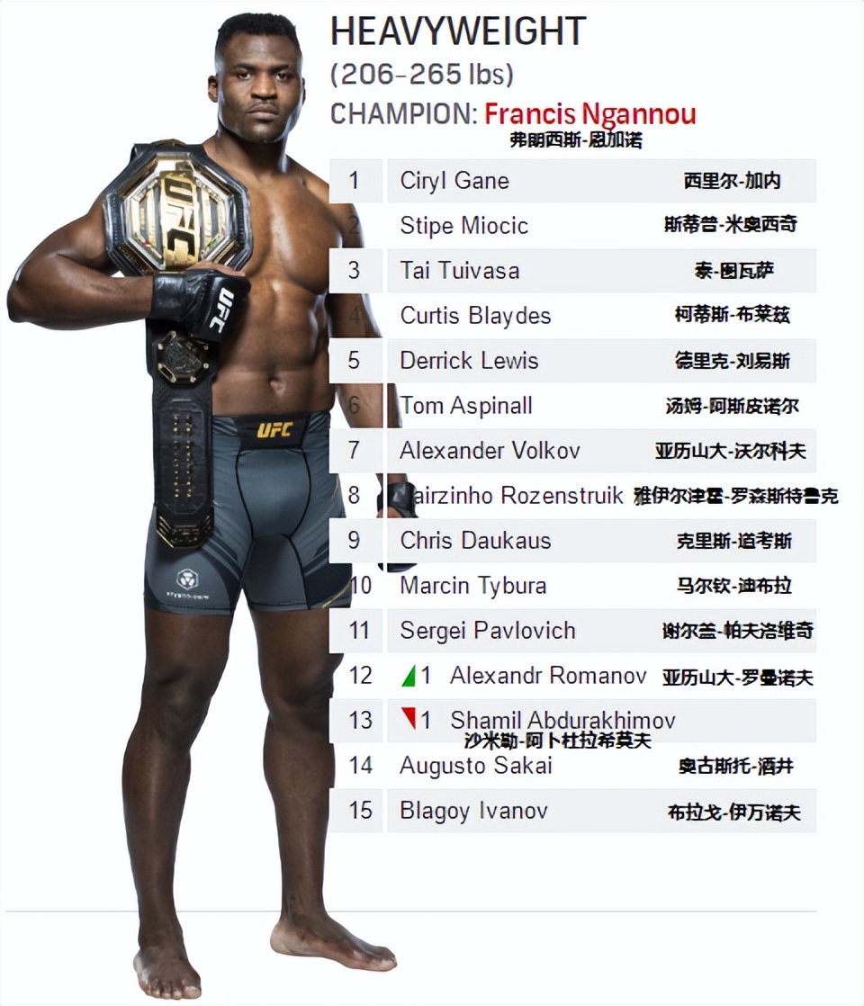 ufc各量级2024年最新排名,ufc各量级排行榜2022年1月