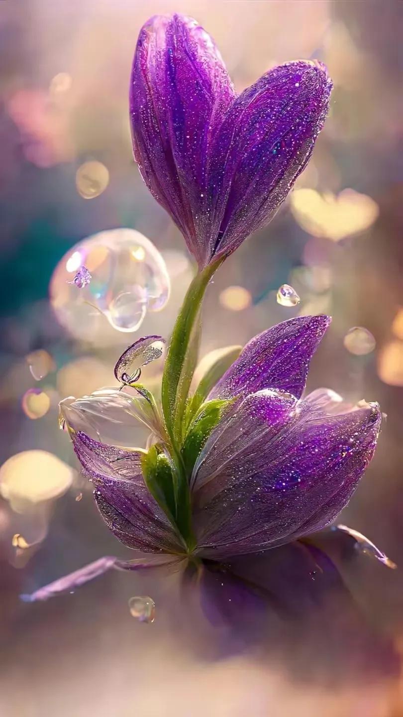 梦幻蓝色水晶花,梦幻玻璃水晶花