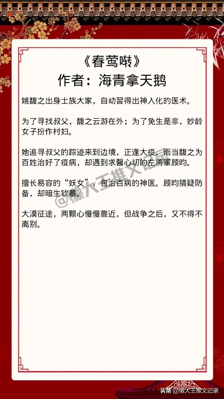 女主超强医术古言小说,女主藏拙聪慧古代医女小说