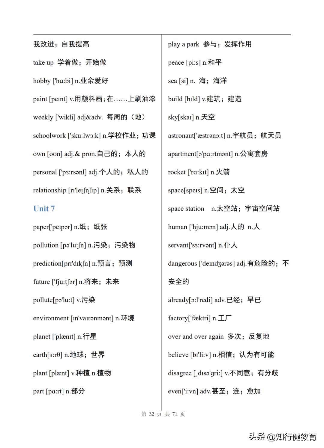八年级上册英语单词表默写可打印,人教版八年级下英语单词表完整版