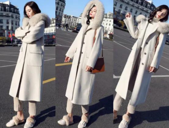 米白色羊剪绒大衣配什么裙子好看,米白色大衣秋冬怎么搭配好看