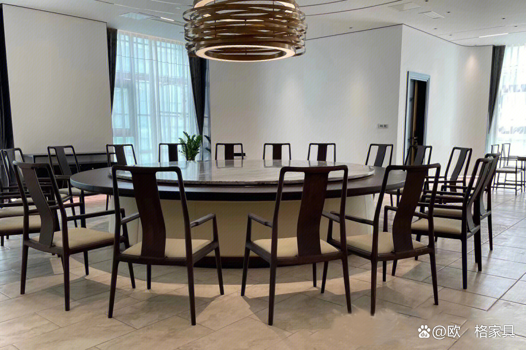 实木高档12人餐桌圆桌带转盘,1.2米餐桌实木圆桌现代简约