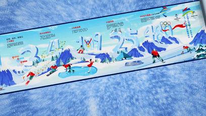 梦幻冬奥游记绘画,欢乐冰雪圆梦冬奥手绘画