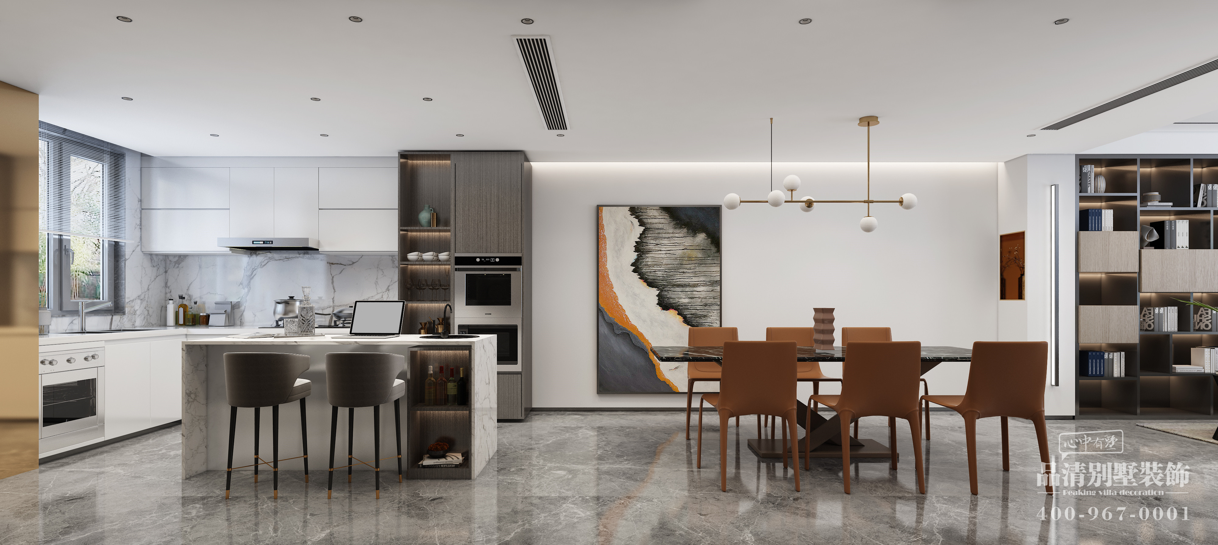 开放式厨房装修效果图无门防油烟,开放式厨房客厅餐厅一体装修效果