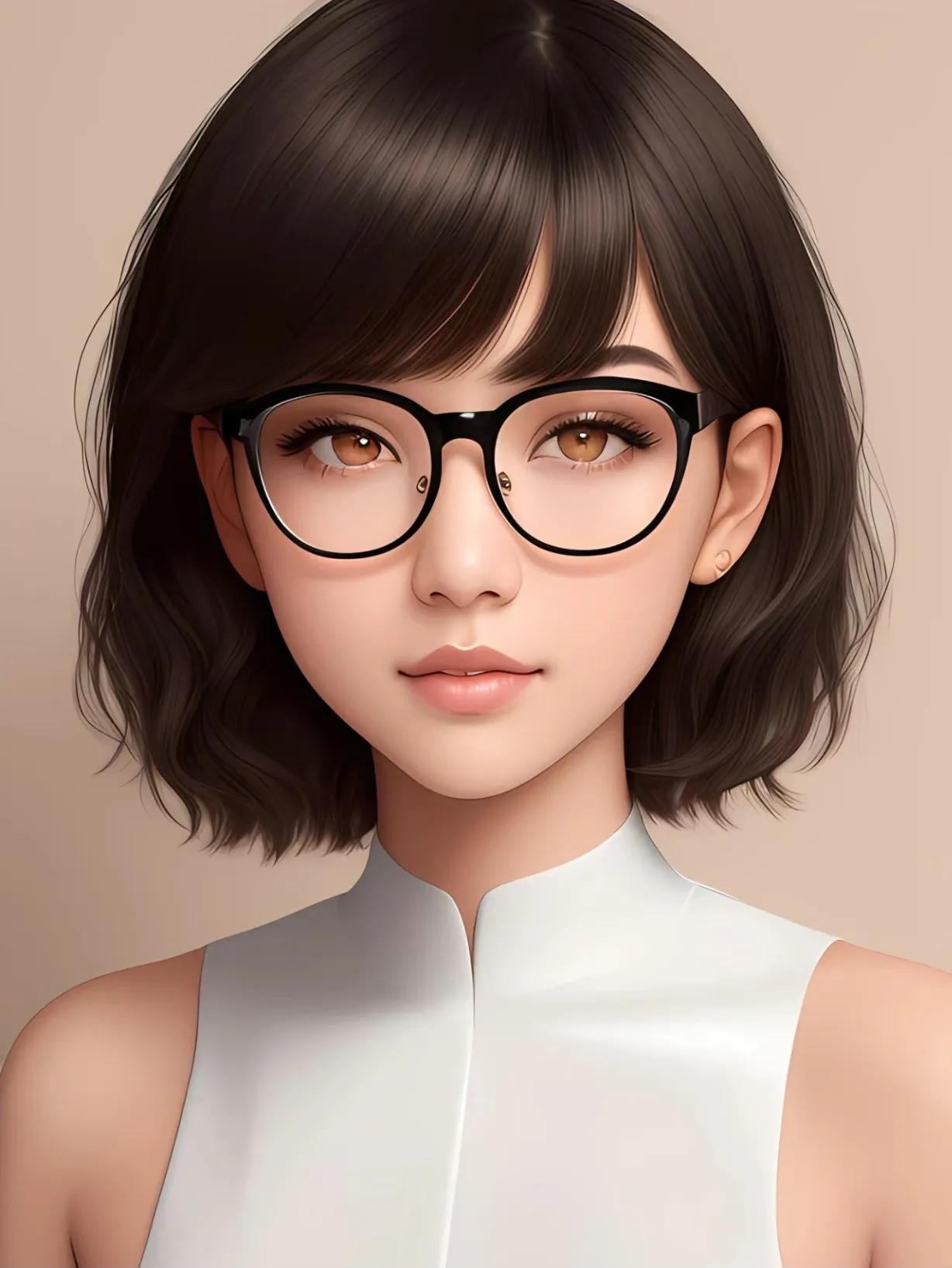 短发戴眼镜女孩真人头像,女生短发头像戴眼镜动漫