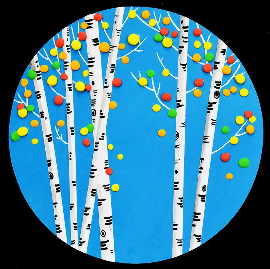 春天的白桦林幼儿园画特别简单,秋天的白桦林简单儿童画