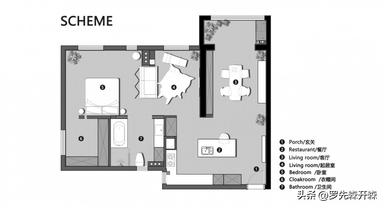 一人居简约卧室效果图,客厅装成卧室书房