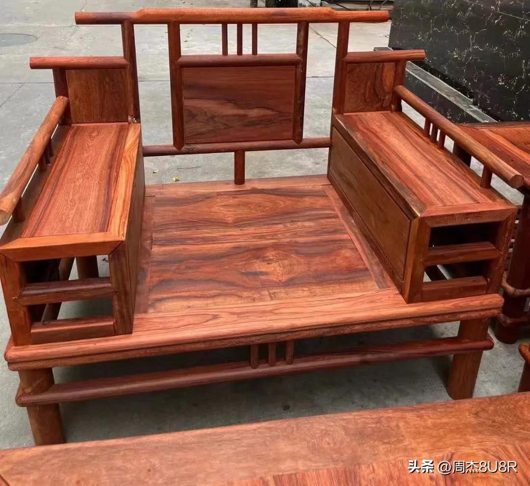 缅甸花梨大果紫檀加大加厚沙发,缅甸花梨黑红老料步步高沙发