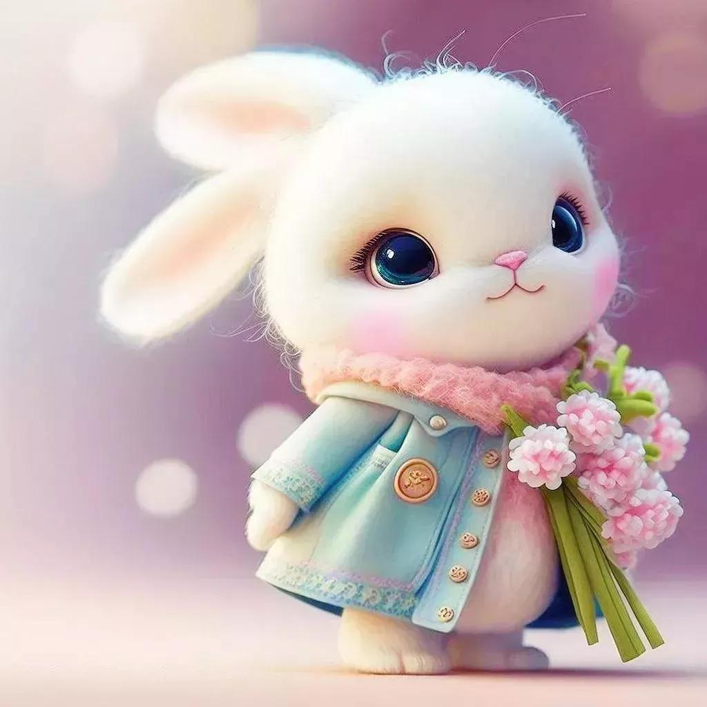 兔兔美美的照片,甜美可爱兔美美