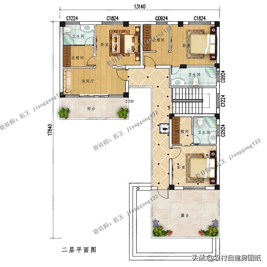 简约现代风农村二层别墅,经济实用二层农村现代风小别墅