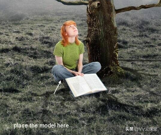 在Photoshop中创建带有月亮的树的超现实图稿，VV云课堂教程