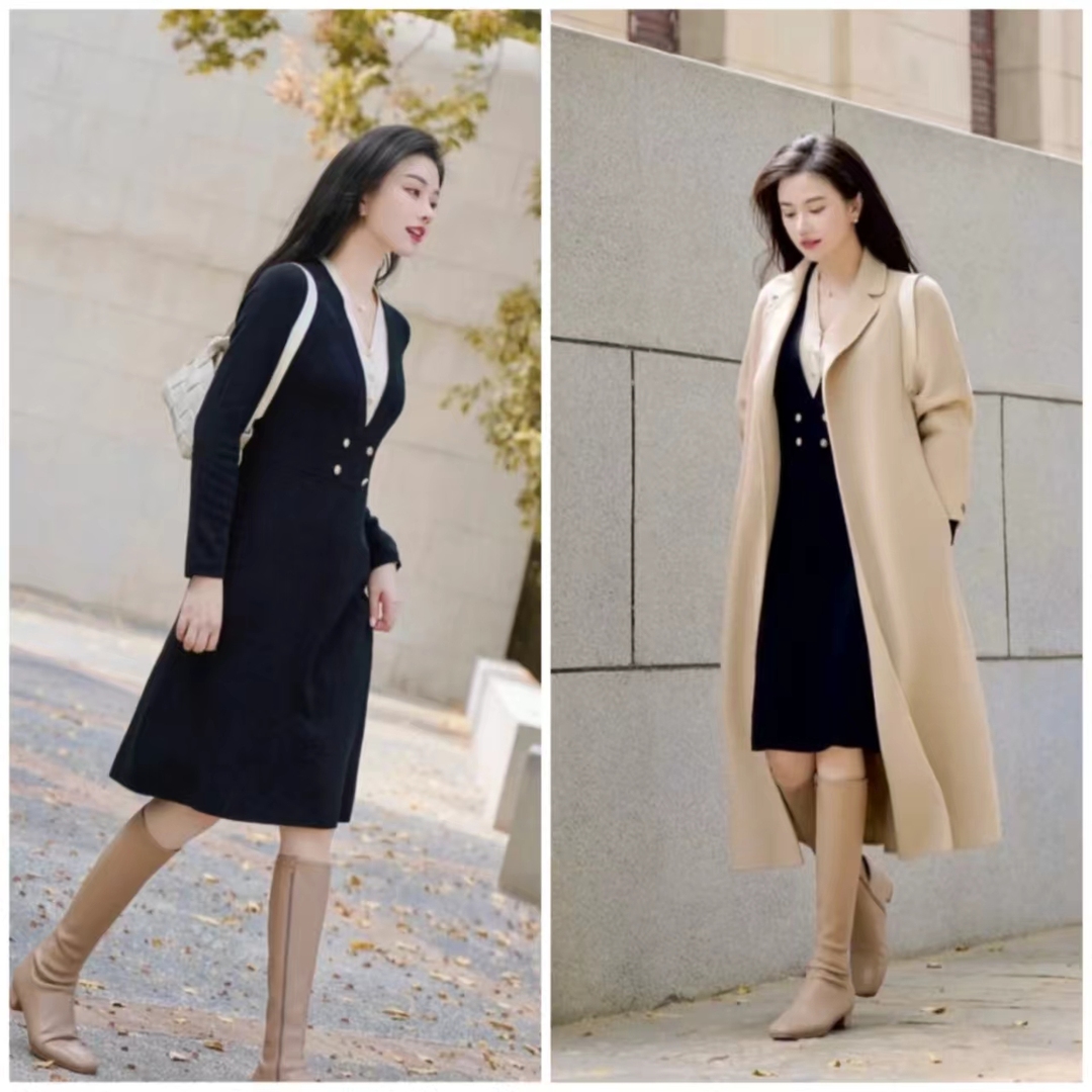 大衣搭长靴优雅阔太,大衣配长靴显矮