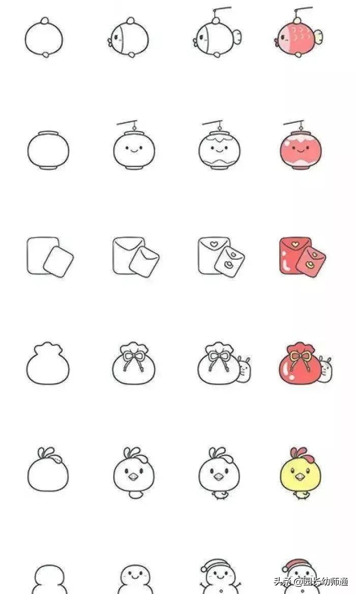 2022春节简笔画小图案简单又漂亮,春节聚会的简笔画大全简单又漂亮