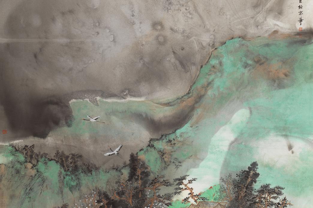 张大千的泼彩山水步骤,张大千泼墨泼彩山水赏析