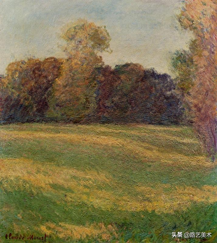 草地风景画：吉维尼的干草垛-莫奈