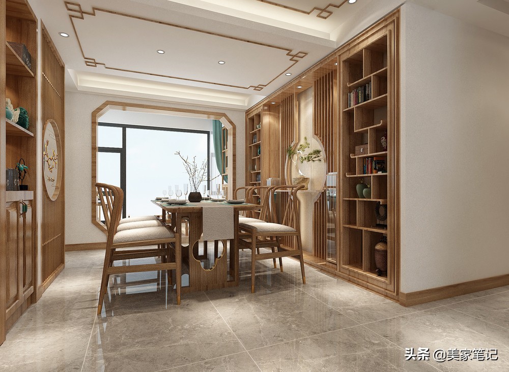 别墅新中式原木色禅意茶室背景,新中式原木色禅意风格装修效果图