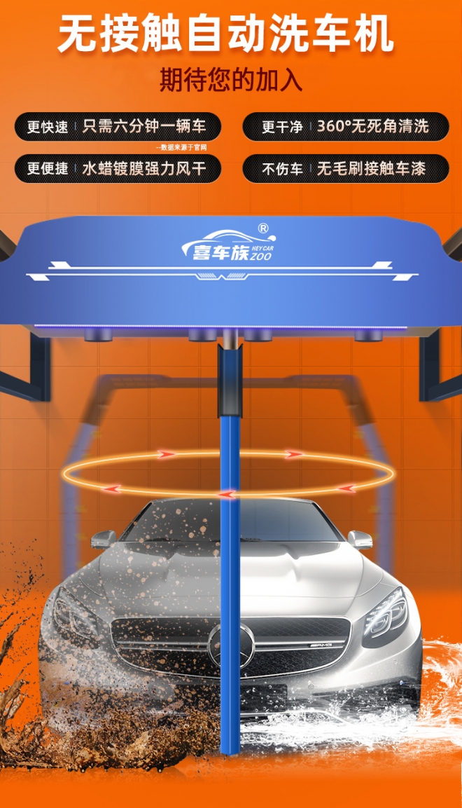 全自动洗车机24小时无人值守加盟,浙江无接触式全自动洗车机加盟