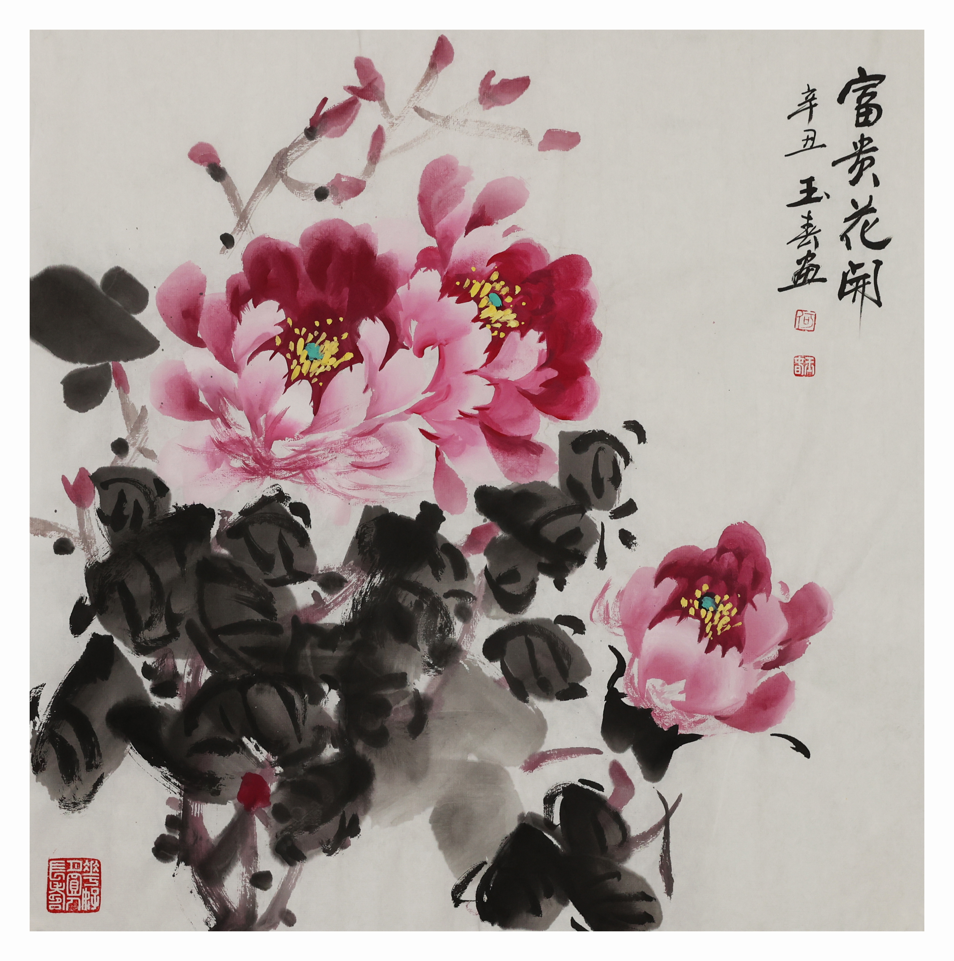 牡丹画家曾杏绯国画牡丹作品欣赏,情系牡丹