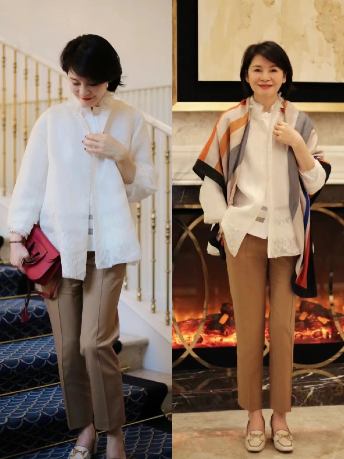 冬季卡其色小个子的最佳搭配,春天卡其色短款羊绒大衣怎么搭配