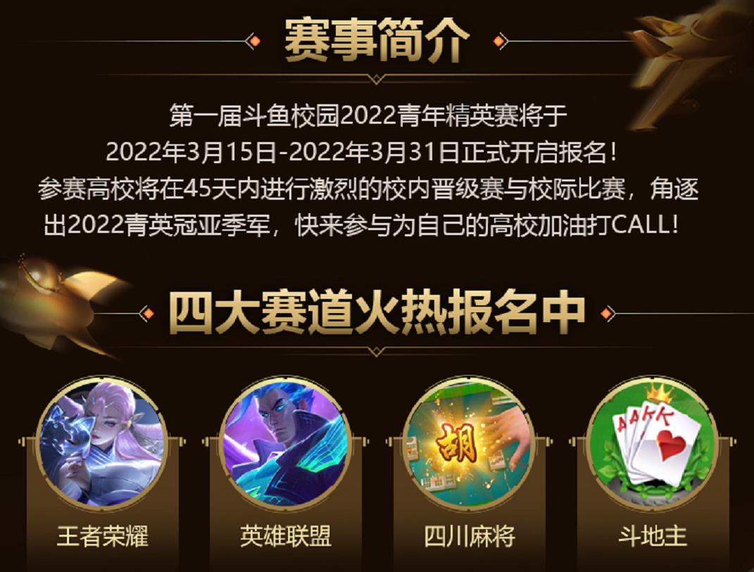 斗鱼电竞校队全国赛开赛,斗鱼2022青年精英赛